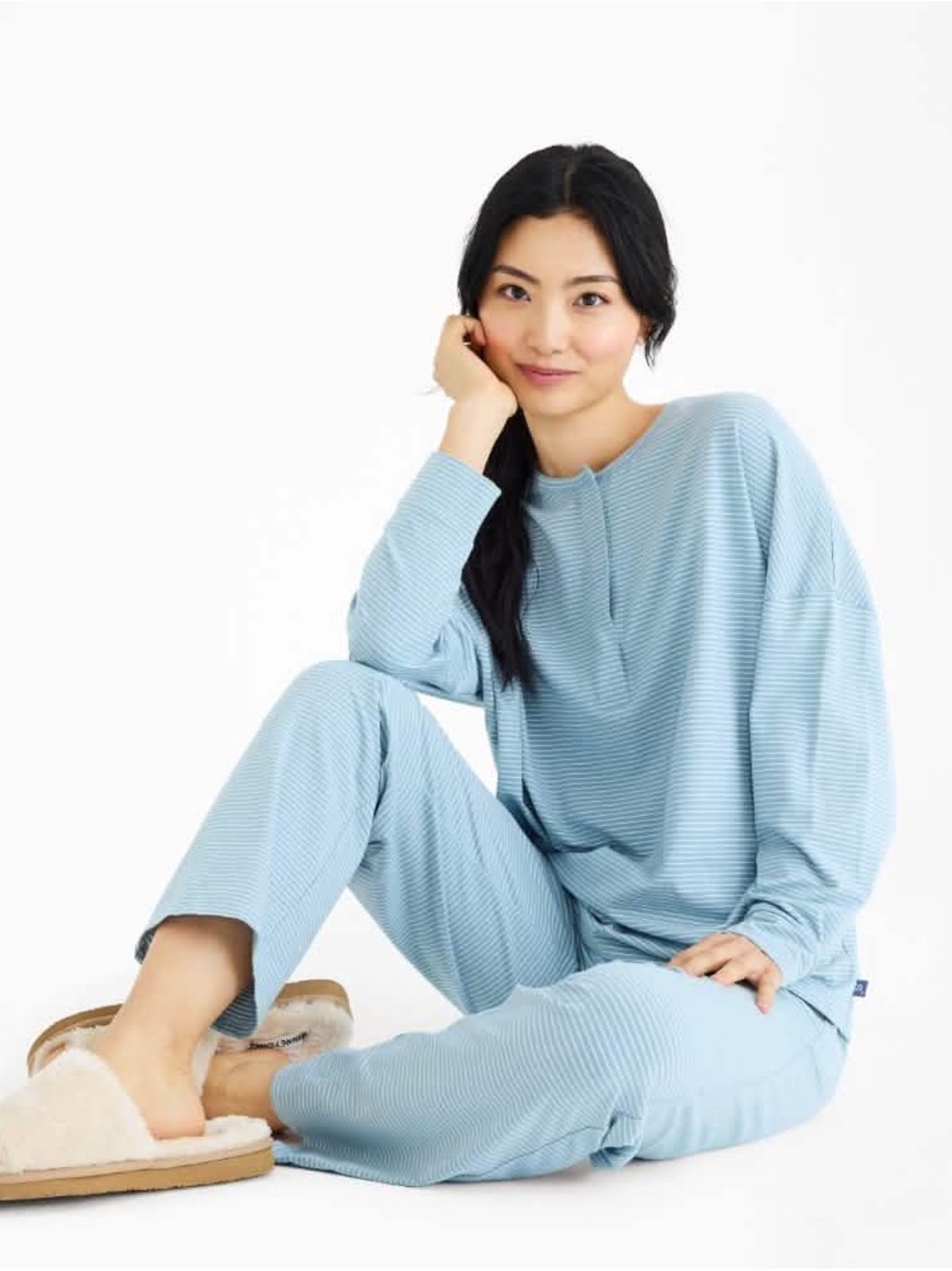 Magnetic Me Cloudstretch long sleeve egret stripe pajama set NWOT XXL